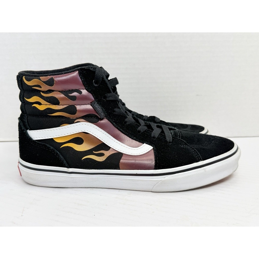 Vans Filmore Hi Flame Black Burgundy Youth 7 Skate Shoes Sneakers